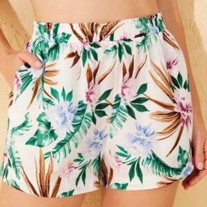 SHADE & SHORE WOMEN’S COVER UP SHORTS MULTI TROPICAL PRINT
